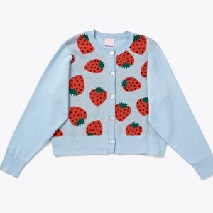 ban.do Blue Cardigan with Strawberry Design